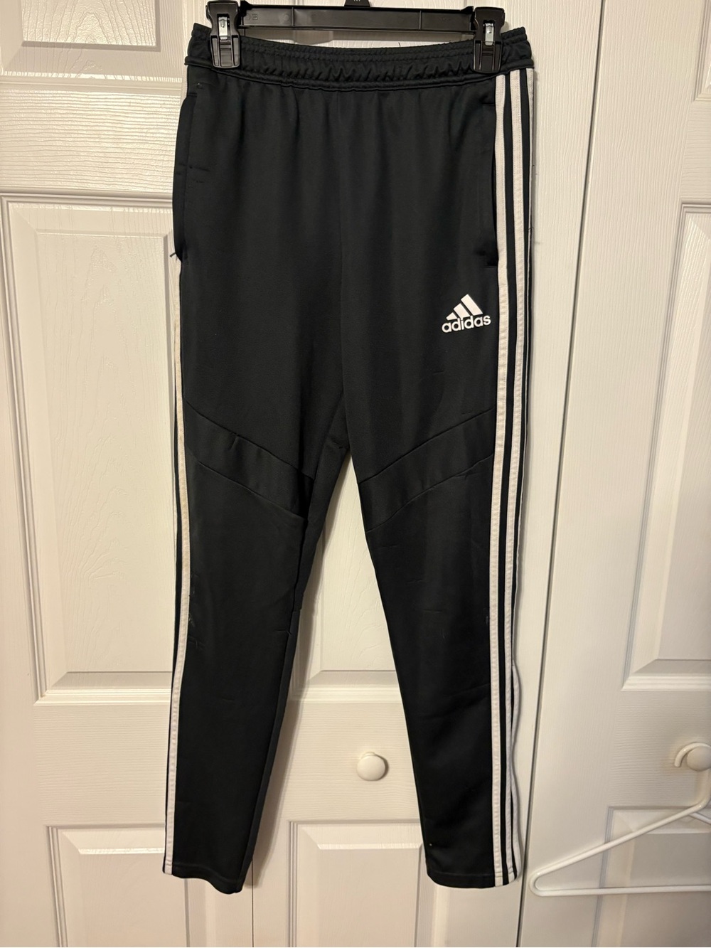 adidas Black Jogger Sweatpants with White Three-Stripes